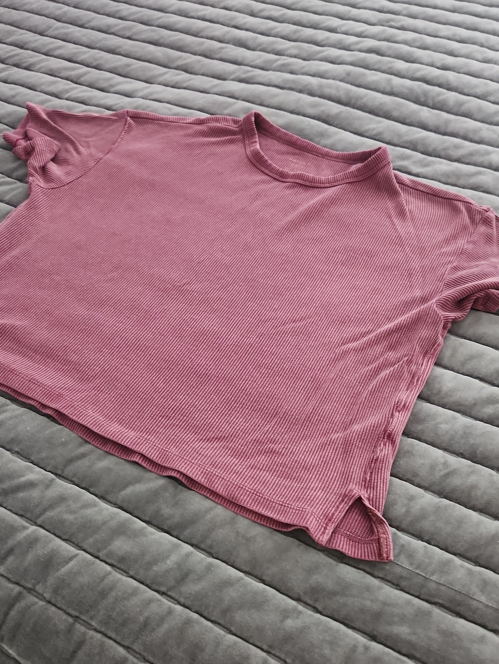American Eagle Outfitters Ribbed Short Sleeve Tee - Mauve Pink